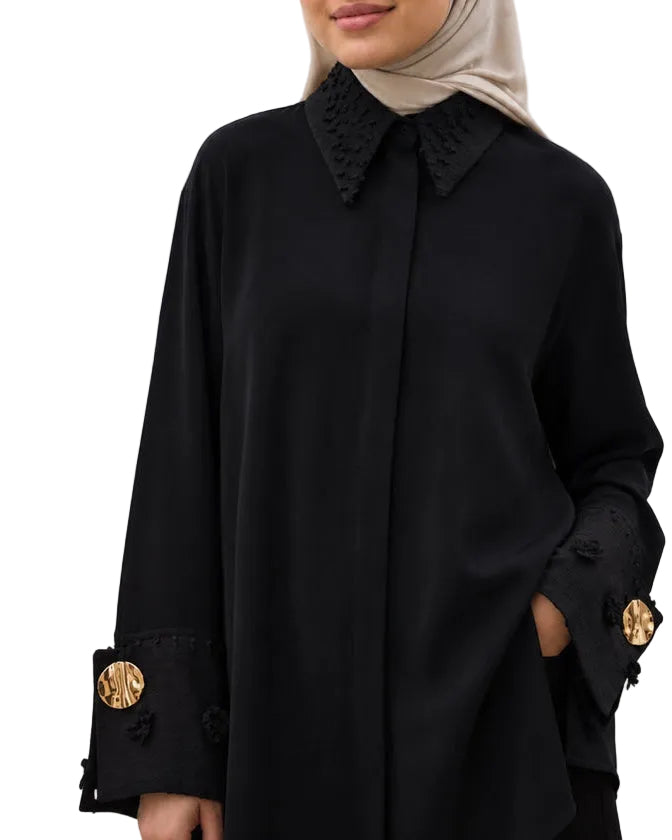 Chemise Élégance Noir Profond - Détails Doré